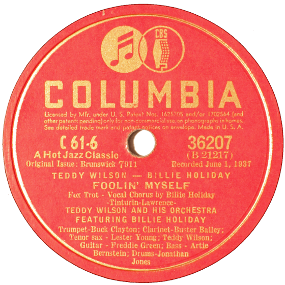 Billie Holiday, Foolin Myself, Columbia Billie Holiday, Foolin Myself, Columbia