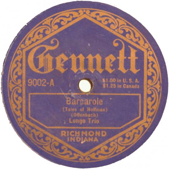 Longo Trio, Barcarole, Gennett Records